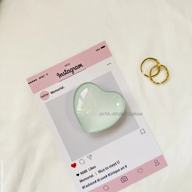 Heart Shape 3D Crystal Foldable Finger Ring Griptok Phone Holder for IPhone Samsung Support Socket Pocket Grip Tok Stand Bracket