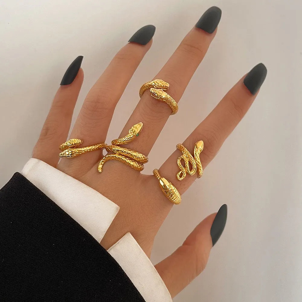 Vintage Korean Gold Silver Color Pearl Rings Set Jewelry For  Girls Butterfly Hollow Heart  Ring For Women Accessories