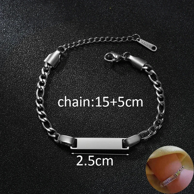 Letdiffery Personalized Eyes Photo Bracelets Stainless Steel Custom Laser Engrave Picture Name Date Men Women Kids Bracelet Gift