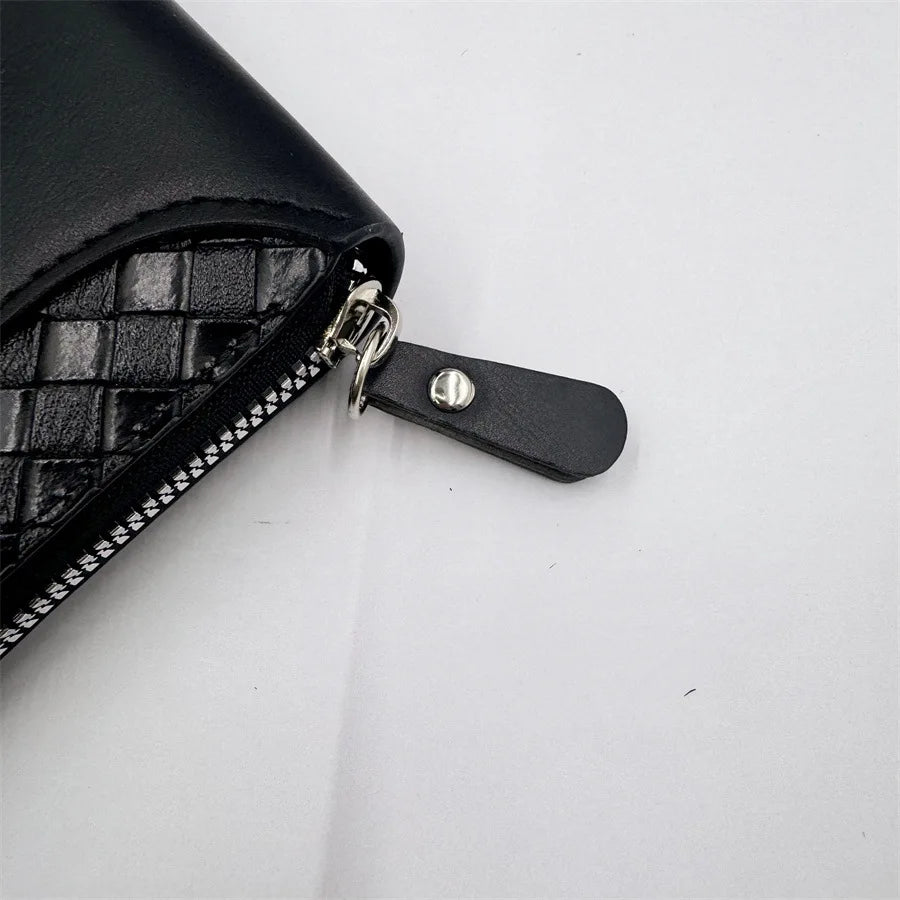 1 pc Leather Men’s Wallet Luxury Mens Purse Male Zipper Card Holders with Coin Pocket Rfid Wallets Gifts for Men Money Bag