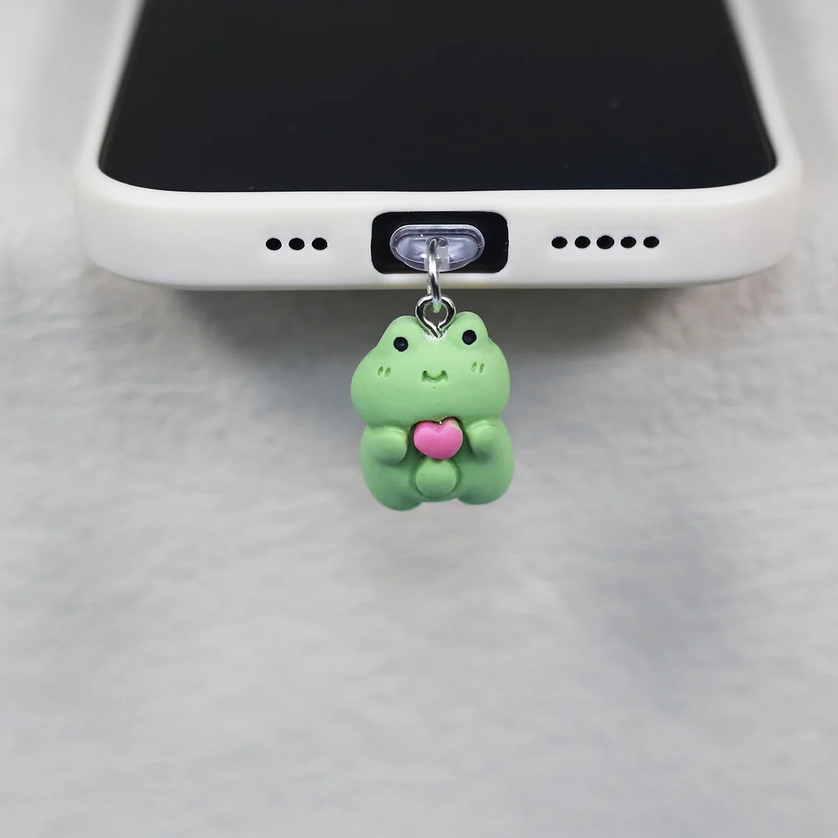Love Frog Phone Dust Stopper Cute Bear Decorative Pendant DIY Pendant for iPhone/Xiaomi/Type-C Interface Phone Accessories
