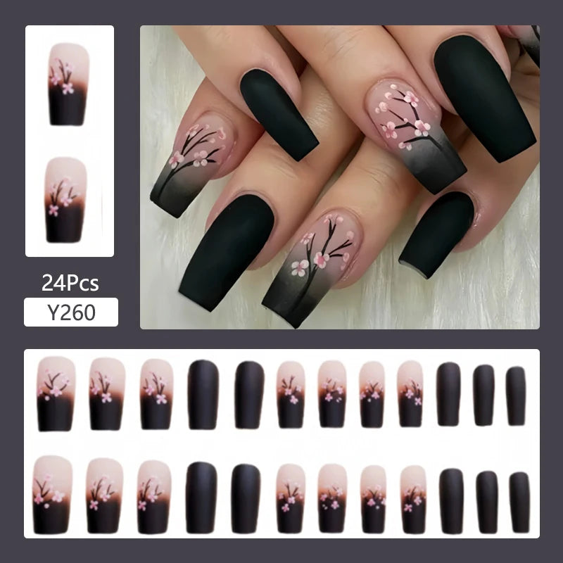 24Pcs/Set Cute and Playful Wearing False Nails French Design Fresh Press on Nail Art Removable Fake Nails