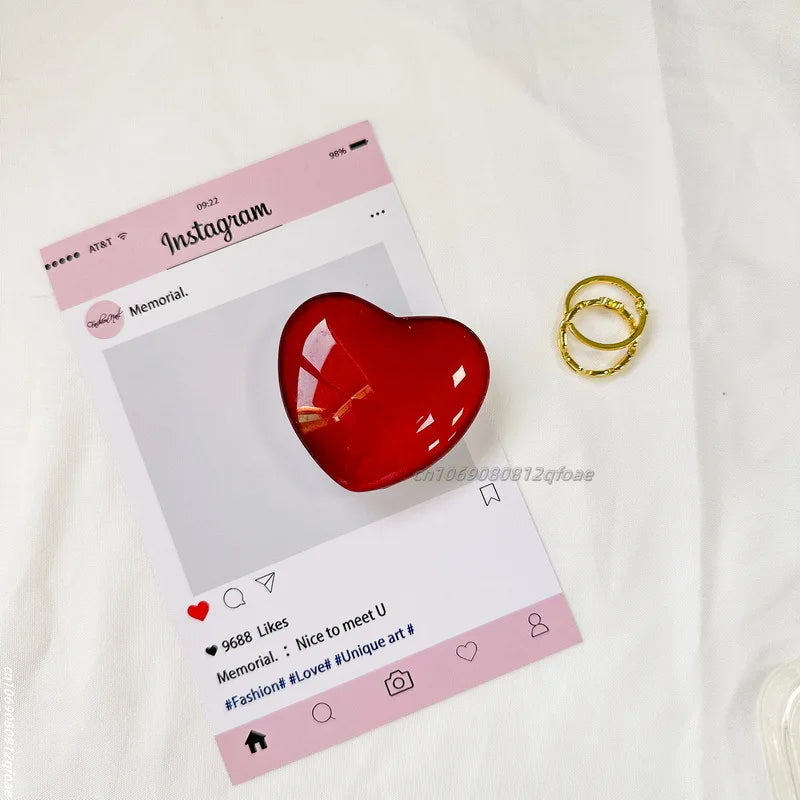 Heart Shape 3D Crystal Foldable Finger Ring Griptok Phone Holder for IPhone Samsung Support Socket Pocket Grip Tok Stand Bracket