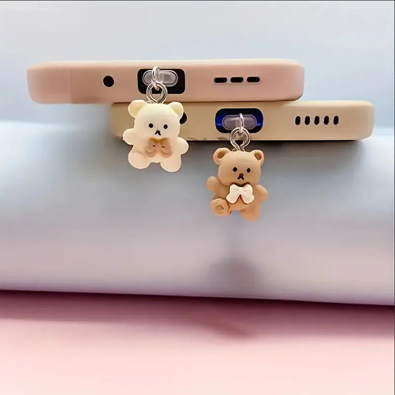 Cute Bear Phone Dust Plug For Iphone For Samsung Type-C Interface Decorative Accessories Dust Cover Dust Cover Kawaii