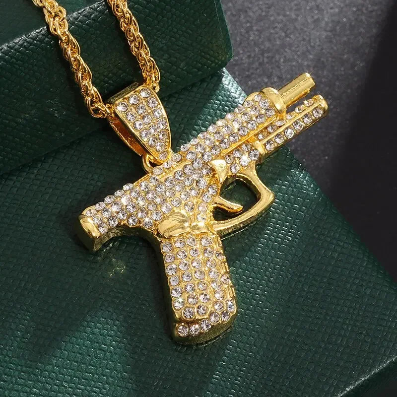 Classic Fashion Necklace Men and Women Hip Hop Punk Letter Micro Inlaid Sliding Pendant Long Necklace