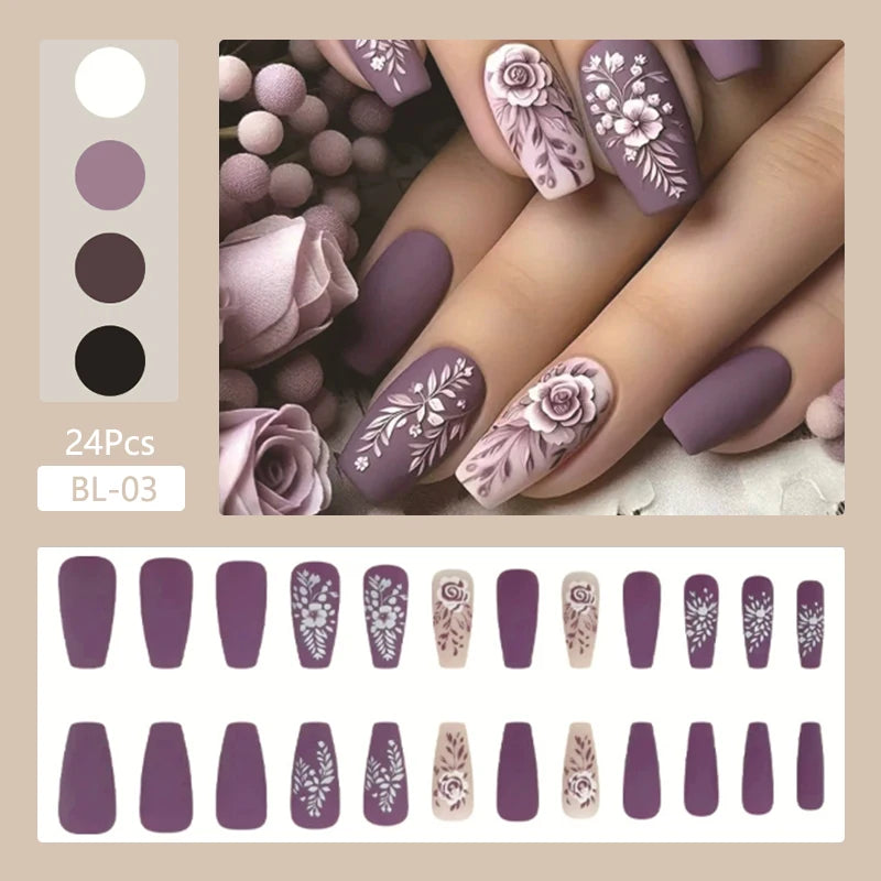 24Pcs/Set Cute and Playful Wearing False Nails French Design Fresh Press on Nail Art Removable Fake Nails