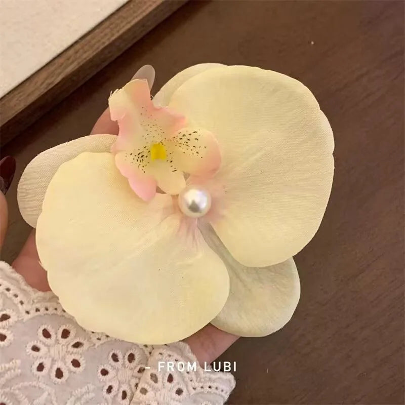 Phalaenopsis Pearl Hair Clip Flower Hairpin Orchid Butterfly Hairs Clip Hair Accessories Hair Styling Tools Bow Flower