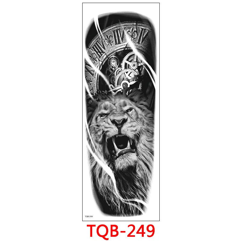 Waterproof Temporary Tattoo Sticker Large Size Tattoo for Men Sleeve Clock Fake Tattoo for Women Girl Full Arm Tattoo Fake