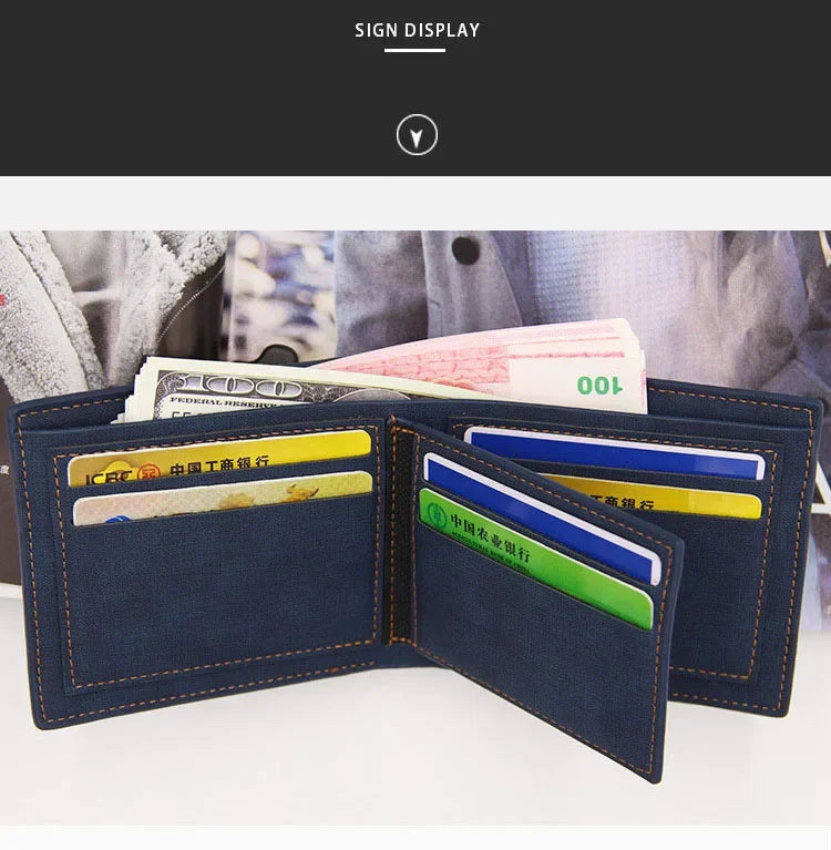 New Slim Vintage Men Wallets High Quality Card Holder Male Purses Photo Holder PU Leather Small Mens Clutch Wallet