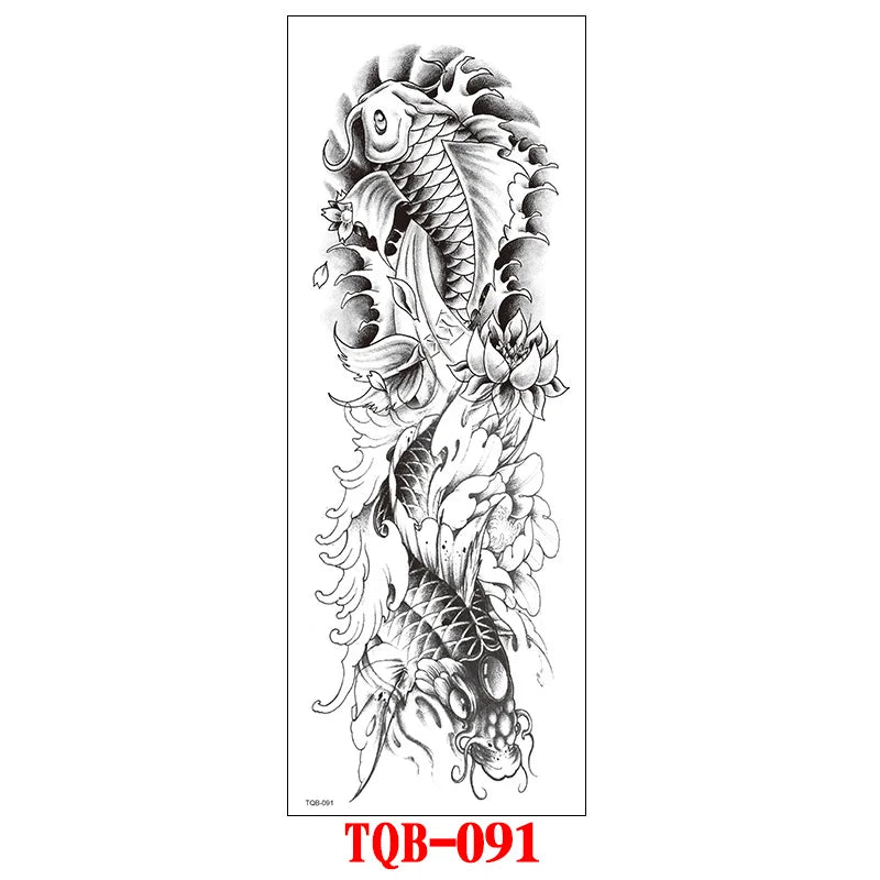 Waterproof Temporary Tattoo Sticker Large Size Tattoo for Men Sleeve Clock Fake Tattoo for Women Girl Full Arm Tattoo Fake