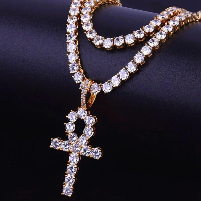 Classic Fashion Necklace Men and Women Hip Hop Punk Letter Micro Inlaid Sliding Pendant Long Necklace
