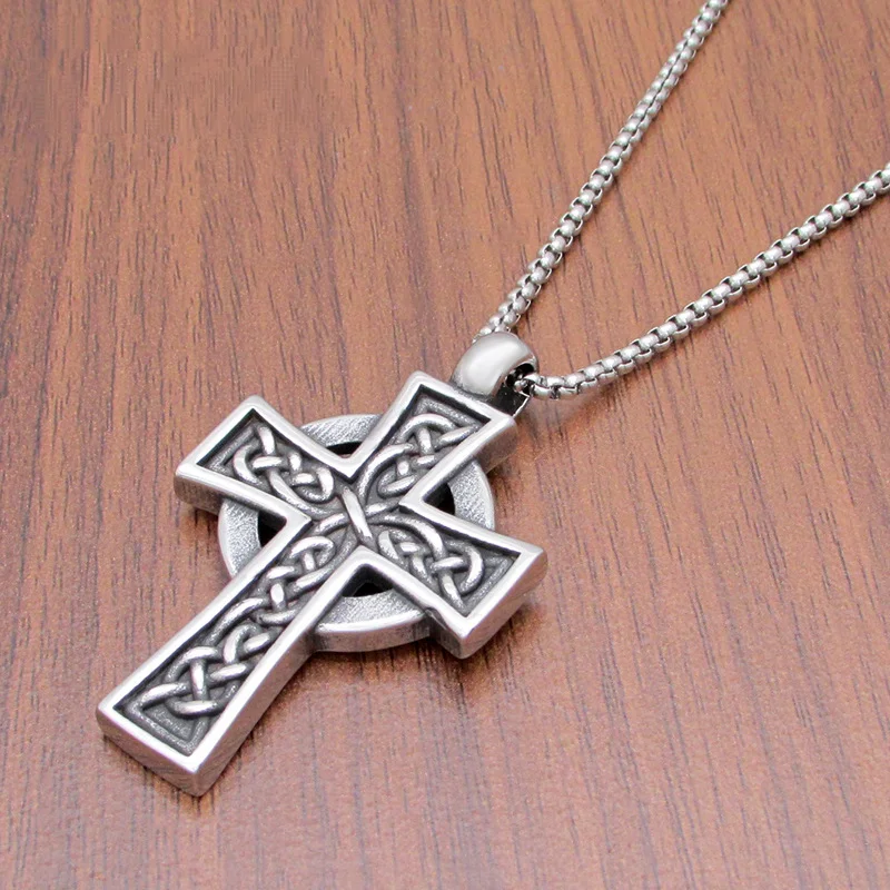 Vintage Catholic Cross Pendant Necklace Men Women Christian Believers Prayer Amulet Jewelry