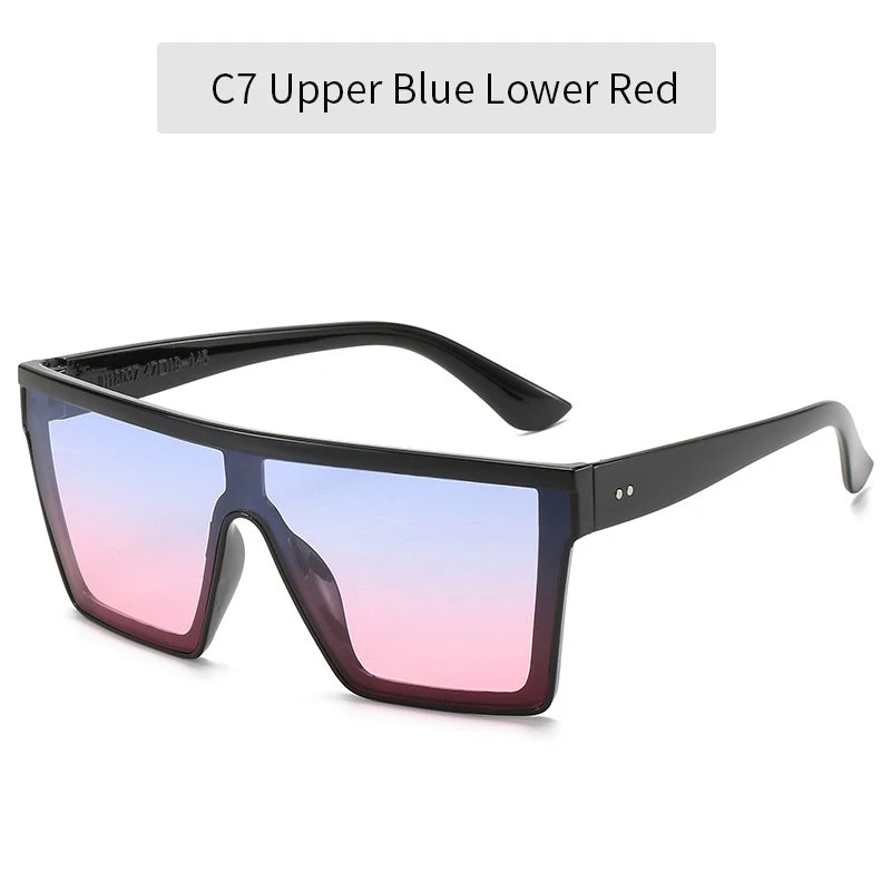 2023 Vintage Male Flat Top Sunglasses Men Brand Black Square Shades UV400 Gradient Sun Glasses For Women Cool One Piece Designer