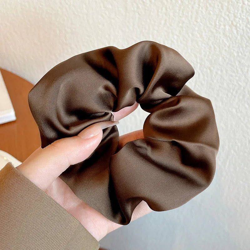 High-quality Silk Hair Scrunchie French Elegant Solid Color Hair Band Ladies Ponytail Holder for Party Fashion Hair Ties 실용도매
