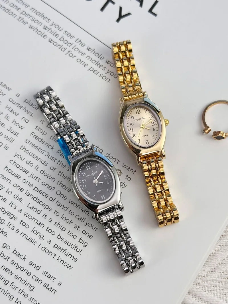 Brand Oval Watches for Women Ladies Gold Steel Strap Quartz Watch Simple and Fashionable Quartz Wristwatches Dropshipping