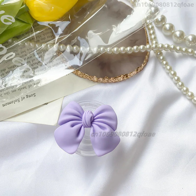 Cute Colorful Bowknot Phone Grip Expandable Desktop Stand Macaron Resin Butterfly Knot Foldable Holder Mobile Accessory