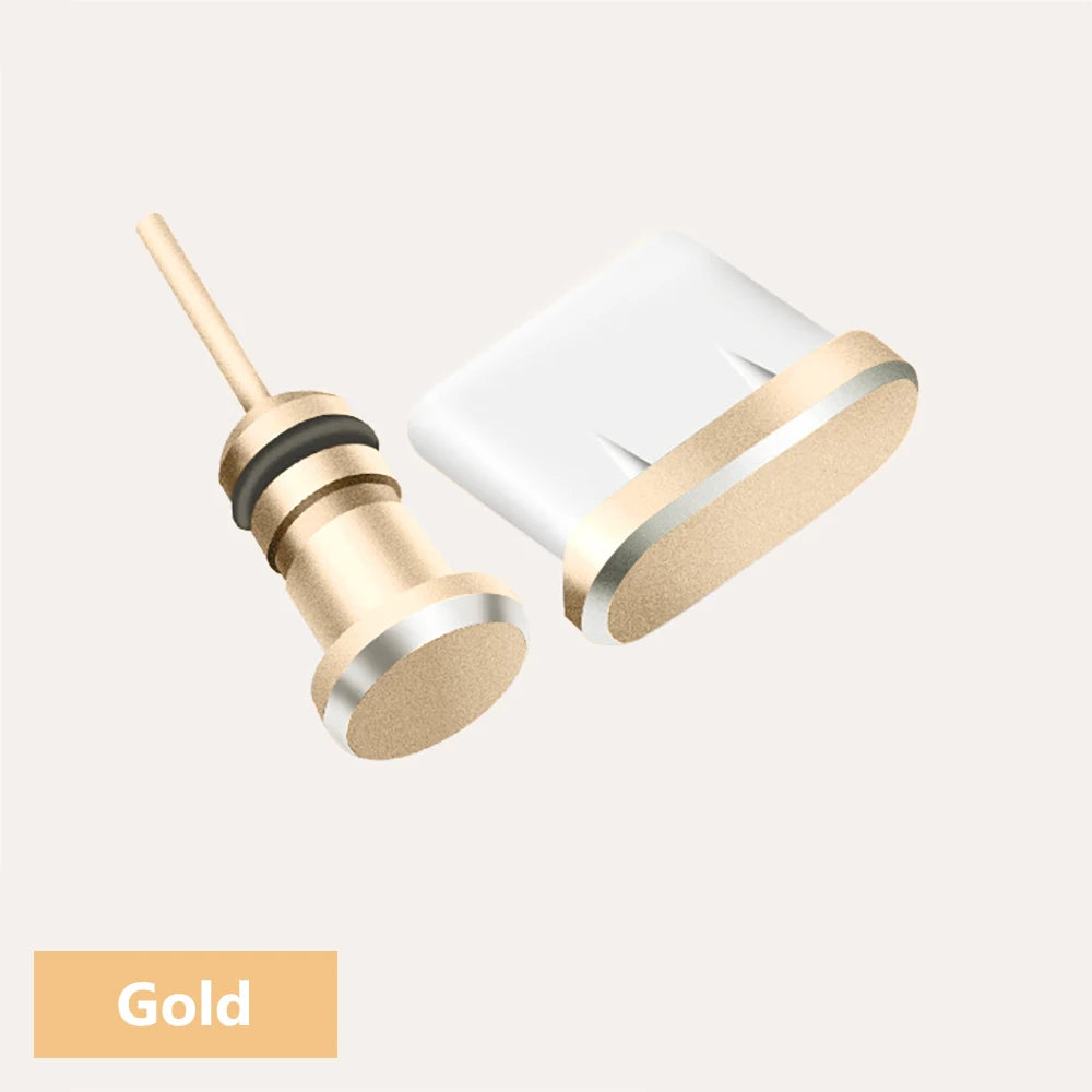 Metal Type C Dust Plug 3.5mm Earphone Jack Sim Card Pin Port Anti-dust Plug Cover Cap for Samsung Huawei Xiaomi iPhone Dust Plug