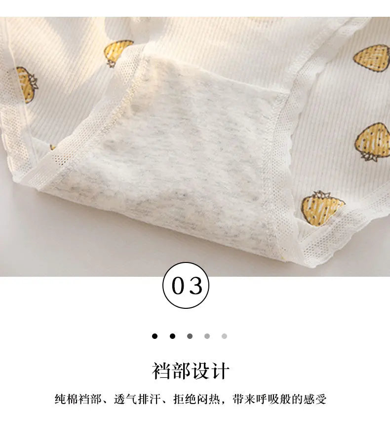 2023 New Women's Cotton Underwear Girl's Cute Flower Briefs Mid Waist Seamless Underpants Sexy Lace Panties Female Lingerie M-XL