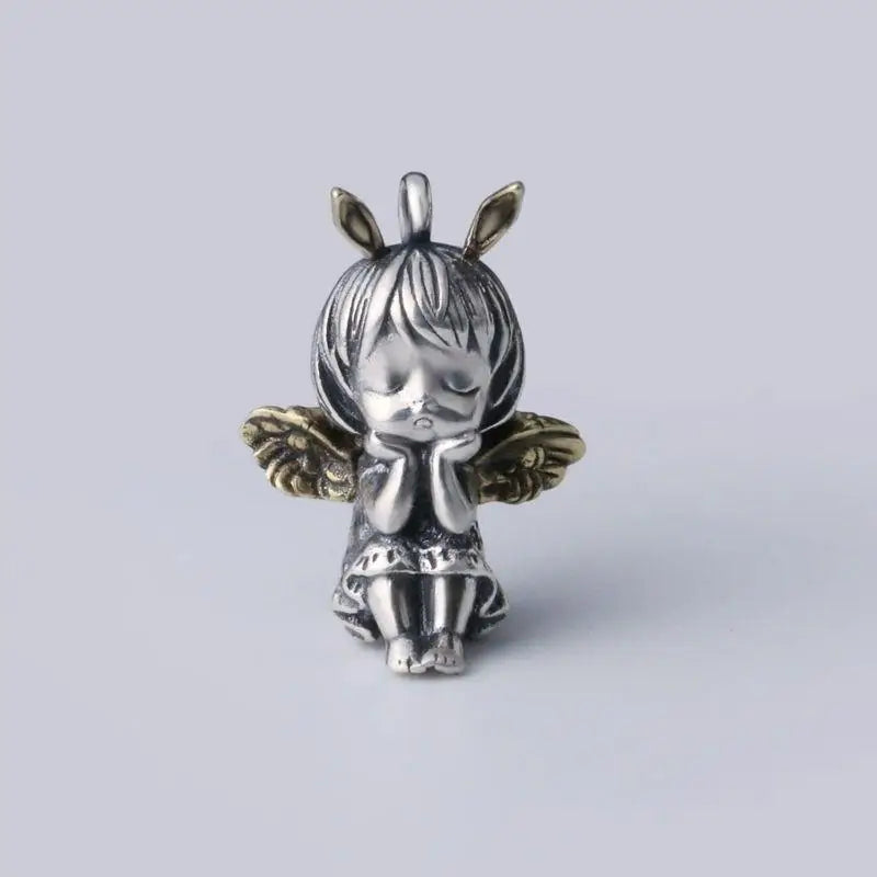 Silver-Plated Anime Mecha Beautiful Girl Girl Pendant Necklace Men and Women Hip-Hop Rock Punk Trendy Jewelry Gift
