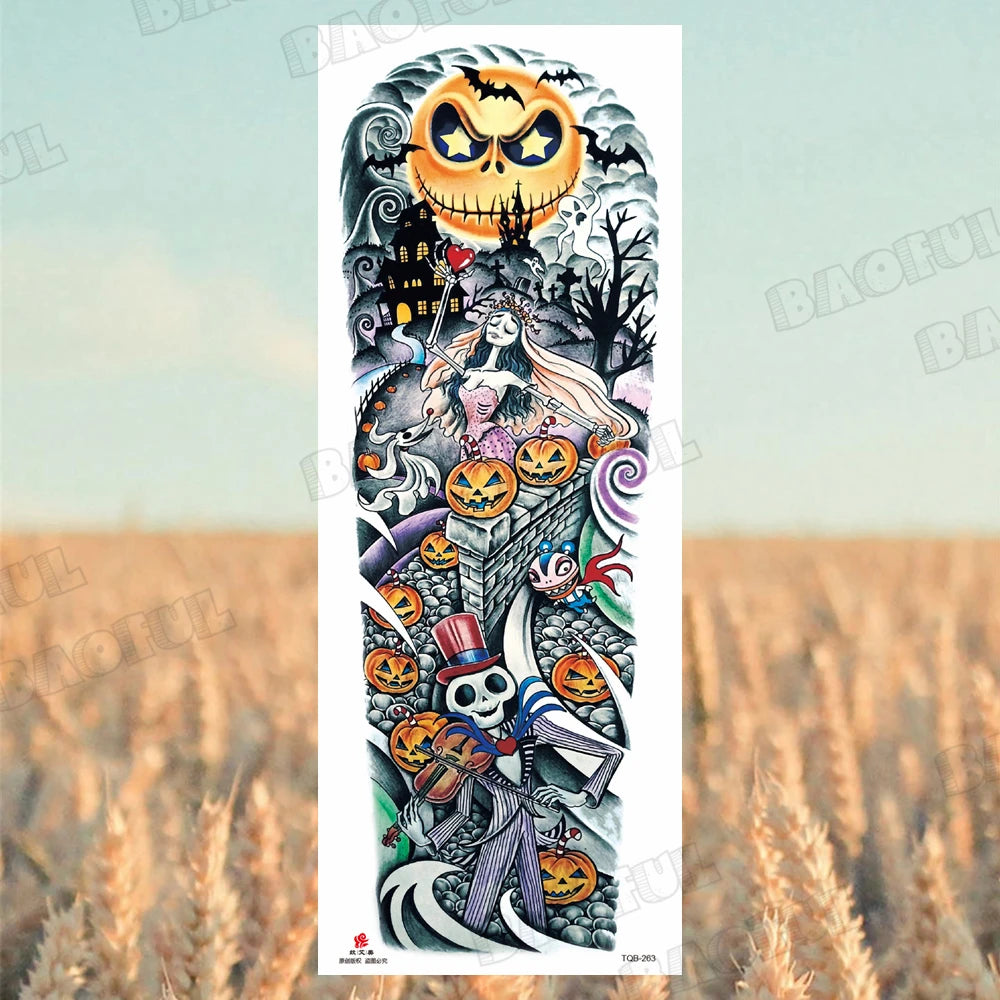 Arm Sleeve Temporary Tattoos For Women Men Realistic Wolf Lion Rosette War Maori Flower Fake Tattoo Stickers Sexy Thigh Tatoos