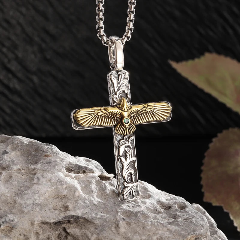 Vintage Catholic Cross Pendant Necklace Men Women Christian Believers Prayer Amulet Jewelry