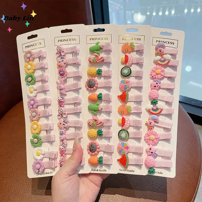 10 PCS Children Hairpin Fruit Hair Clips Baby Side Bangs Clip for Kawaii Girls Headdress Hair Accessories Baby Bows 2023 New