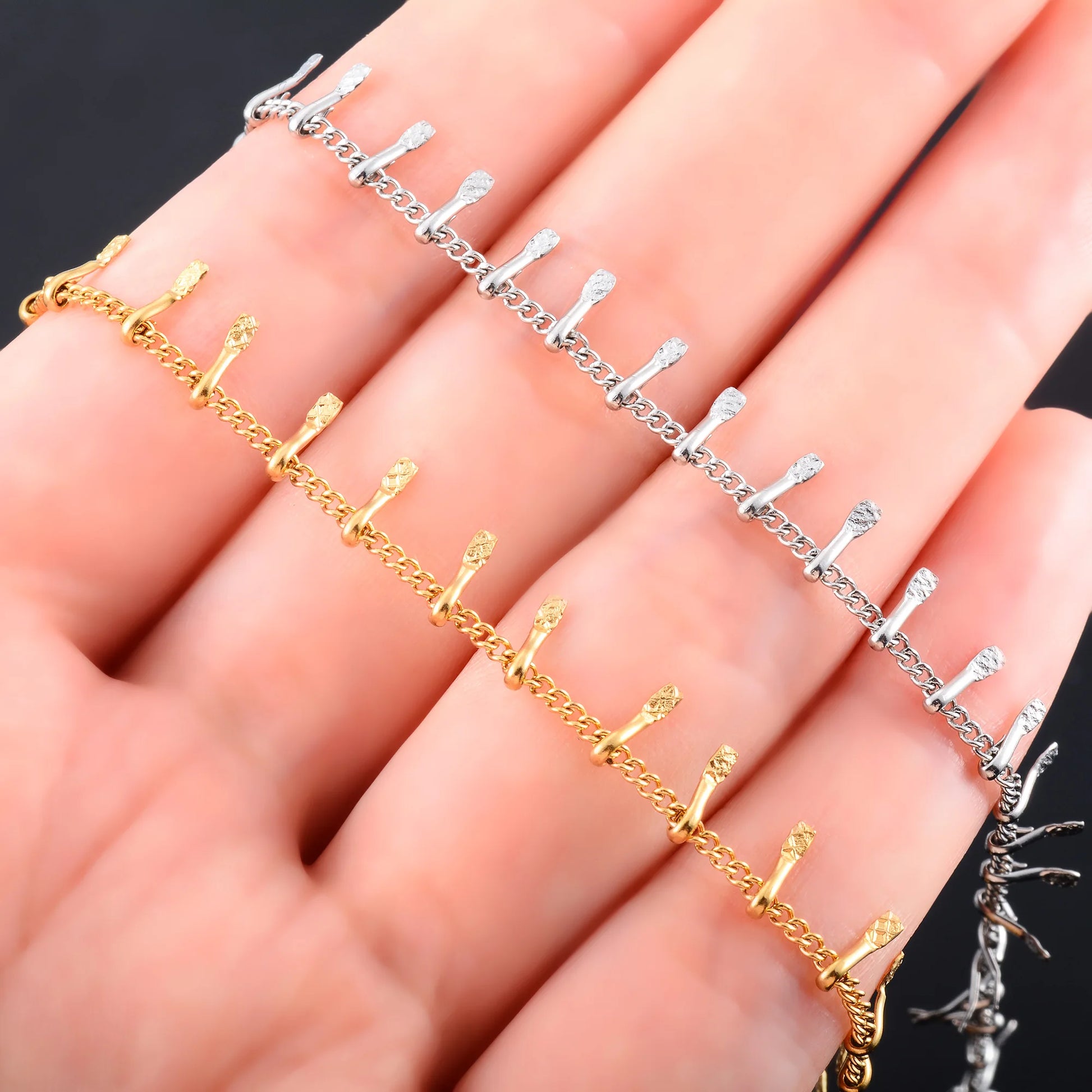 Women Bracelet Embossed Stainless Steel Link Chain for Hand Foot Ankle Anklet Ladies Bangle Girl DIY Jewelry Making Accessories