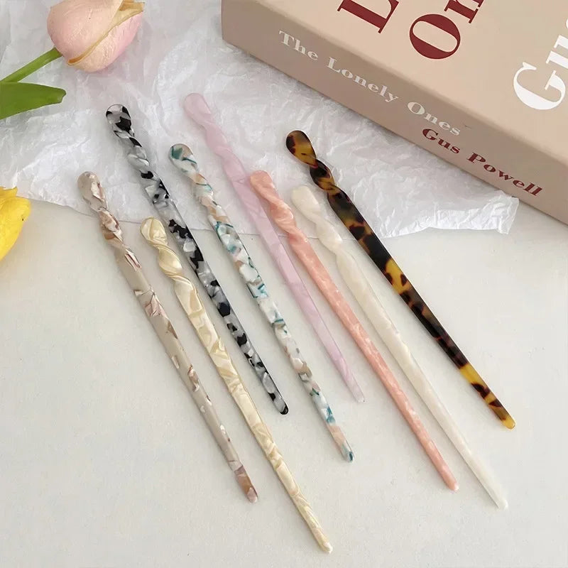 Chinese Style Hair Sticks Vintage Acetate Resin Chopstick Women Hairpins Clip Pin Headwear Wedding  Accessories