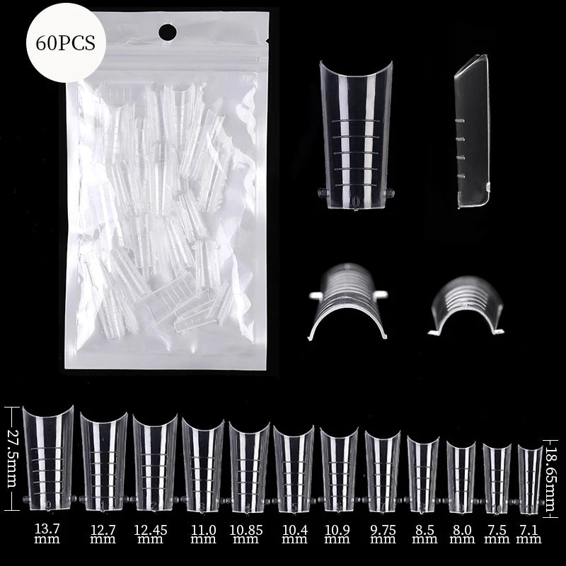False Nail Tips Extension System Full Cover Sculpted Coffin False Fake Nail Tips DIY Practice Manicure Tools Quick Building Mold
