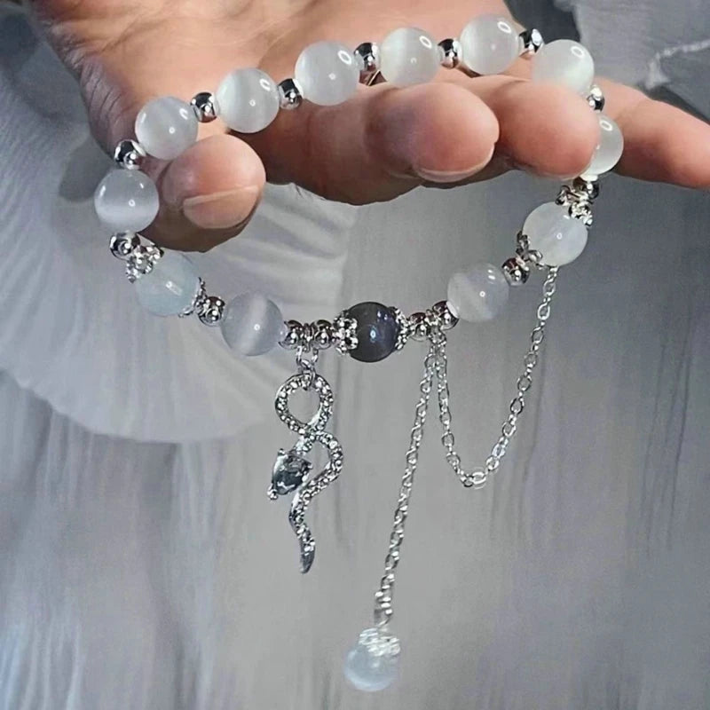 Charm Pink Crystal Beads Bow Pendant Bracelet Women Girls Sweet Cute Star Flowers Tassel Fashion Bracelet Party  Girl
