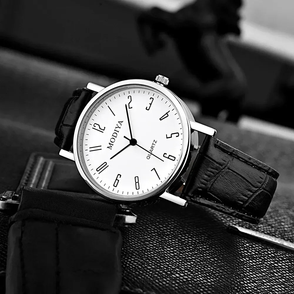 Men's Business Wrist Watch Luxury Leather Strap Analog Watches Ultra Thin Quartz Wristwatch Clock Men Women Casual Simple Watch