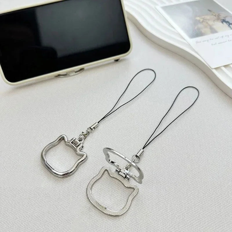 Mobile Phone Lanyard Multifunctional Stand Universal Metal Folding Ring Pendant Lanyard Desktop Support Stand