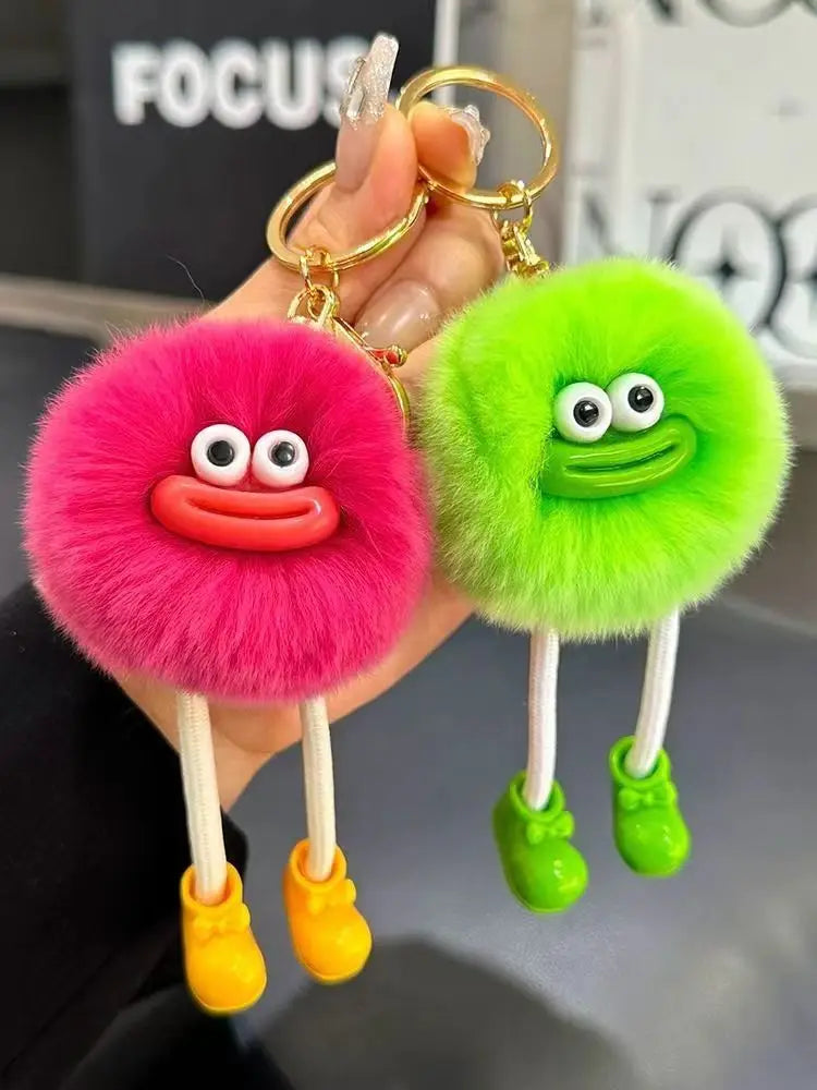 Cute Big Eyes Plush Toys Keychain Cartoon Briquettes Keychain Briquettes Car Keychain Pendant Korean Plush School Bag Pendant