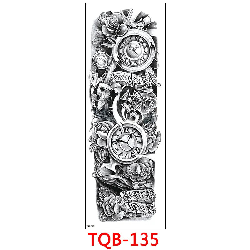 Waterproof Temporary Tattoo Sticker Large Size Tattoo for Men Sleeve Clock Fake Tattoo for Women Girl Full Arm Tattoo Fake