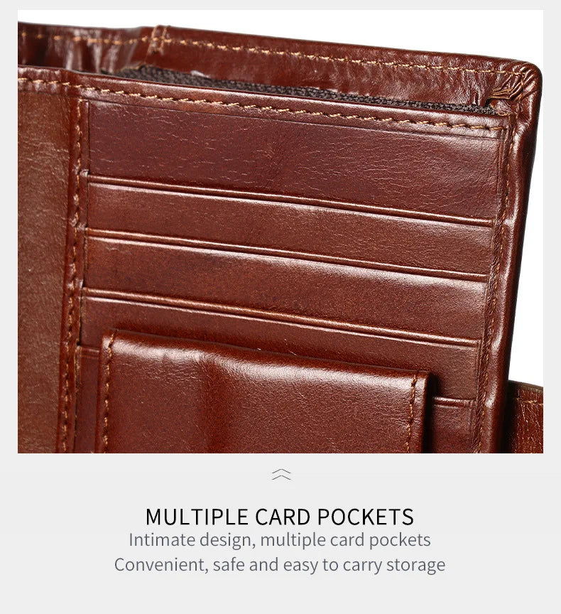 Classic Men's Genuine Leather Wallet Credit Card Holder RFID Coin Purse