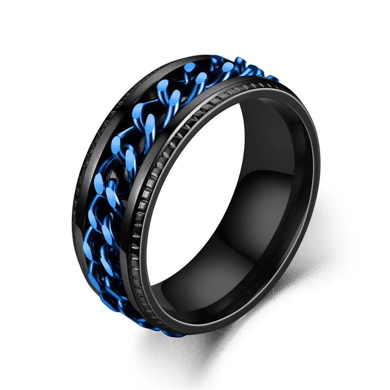Titanium Steel Rotatable Chain Rings for Men Women Spinner Ring Anti Stress Multifunctional Rings Bottle Opener Ring Club Gift