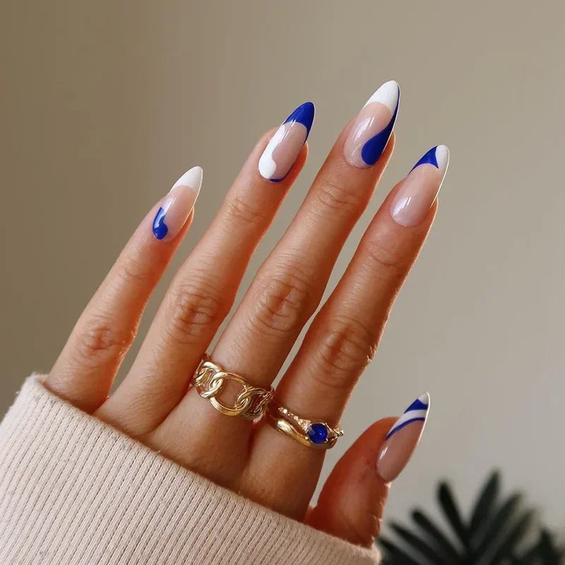 24pcs detachable sweet cool ballet false nails with star y2k designs acrylic press on nails coffin almond fake nails with glue