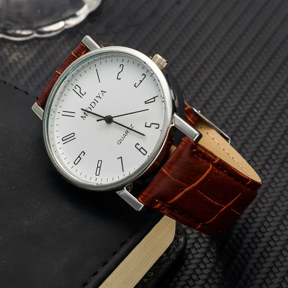 Men's Business Wrist Watch Luxury Leather Strap Analog Watches Ultra Thin Quartz Wristwatch Clock Men Women Casual Simple Watch