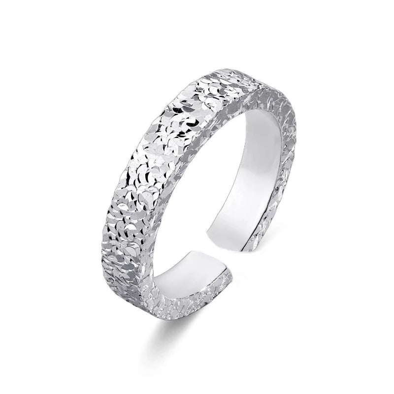 Adjustable Stainless Steel 4mm Broken Ice Rings Women Men Gold Color Bling Finger Ring Wedding Band Jewelry Girlfriend Gifts