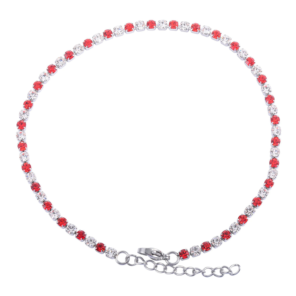 3mm Wide Bling Bling Rhinestone Cubic Zirconia Tennis Bracelet for Women Hand Crystal Chain Bangle Ankle Anklet Stainless Steel
