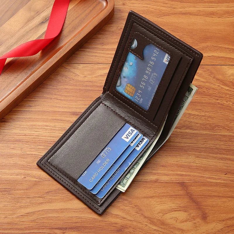 Vintage Pu Leather Wallet Minimalist Purse for Men Money Change Pouch Credit Card Holder Man Birthday Gifts Purse  Card Holder