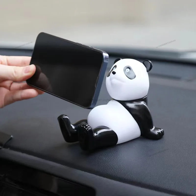 Cute Panda Phone Holder Cartoon Panda Mobile Phone Holder Universal Phone Bracket Panda Sculpture Statue Decor Resin Toy Gift