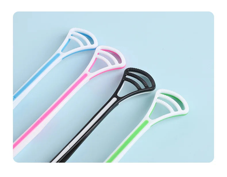 1PCS Silicone Tongue Scraper With Ergonomic Handle Double-sided Fresher Breath Tongue Cleaning Brush Oral Hygiene Tool Wholesale