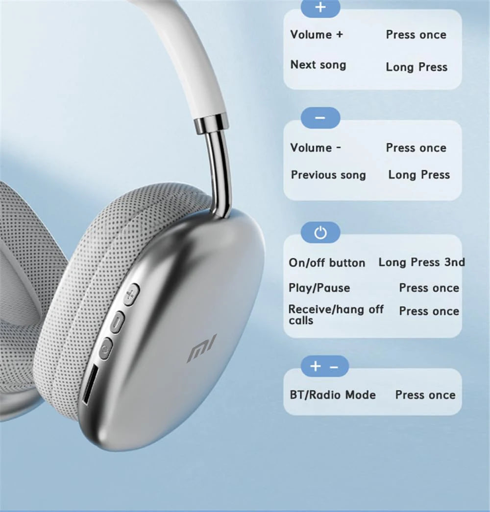 XiaoMi Redmi P9 PLUS Max Wireless Bluetooth Headphones Noise Cancelling Earphones Sports Gaming Headset For Apple Android phones