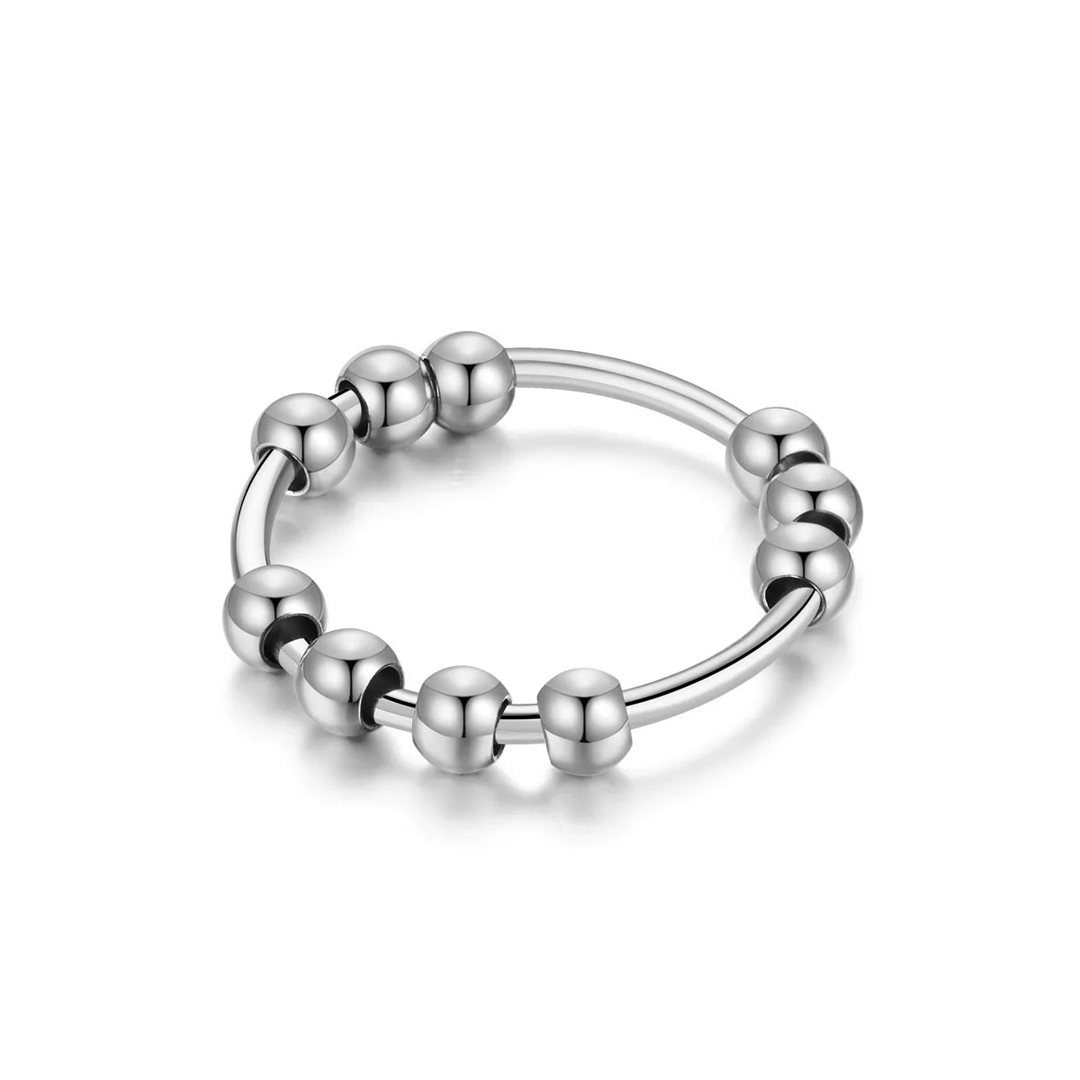 New Stainless Steel Beads Anxiety Rings Stress Relief Fidget Rings For Women Men INS Simple Style Fashion Jewelry Gifts Trend
