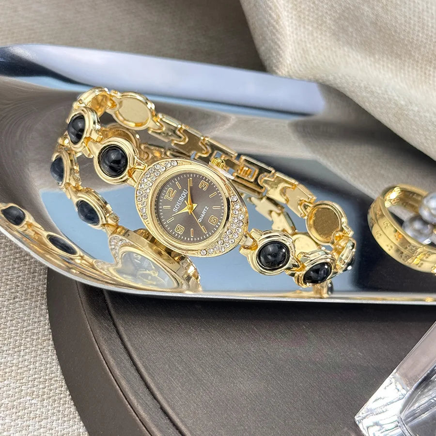 Luxury Bracelet Women Watches New Ladies Yuanbao Shaped Rhinestone Inlaid Women's Quartz Wristwatch Fashion Watches Dropshipping