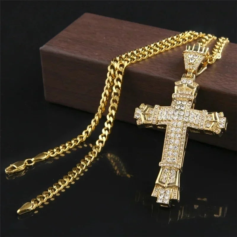Christian Iced Out Bling Jesus Head Portrait Necklace Pendant Male and Female Cross Catholic Amulet Jewelry
