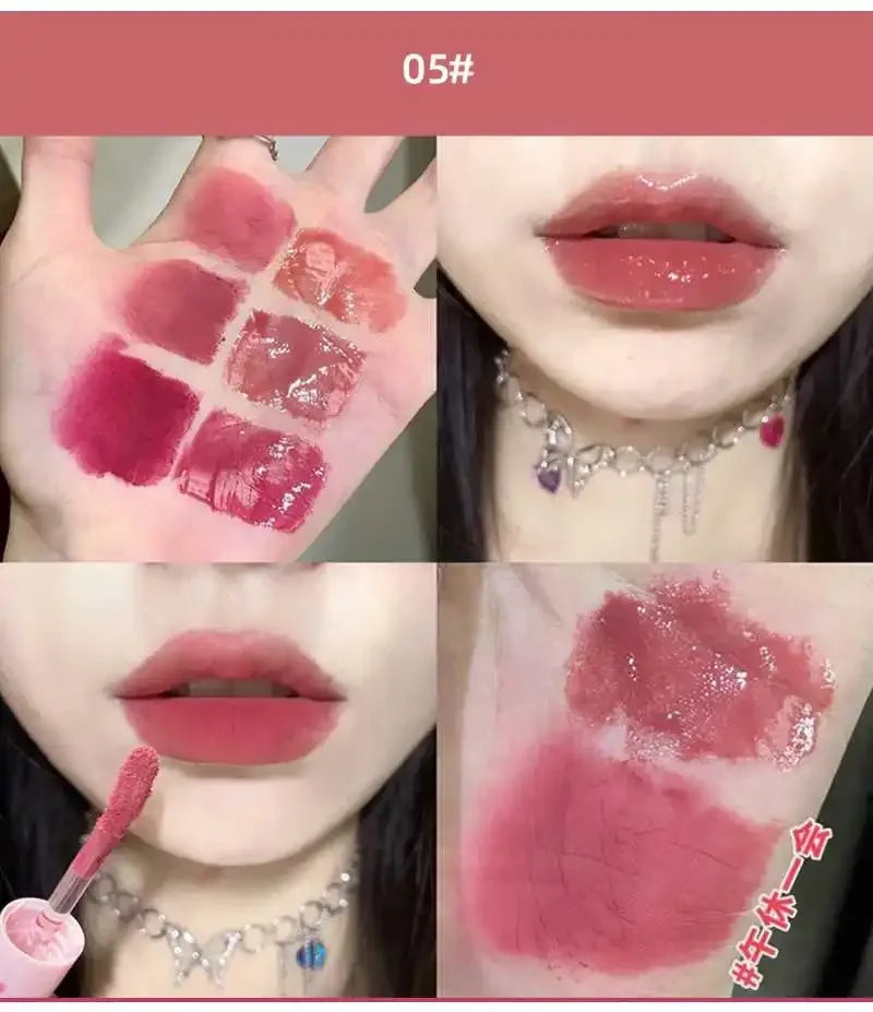 Matte Velvet Sexy Red Tint Double Head Lip Gloss Liquid Lipstick Waterproof Lipgloss Lasting Lip Glaze Korean Makeup Cosmetics
