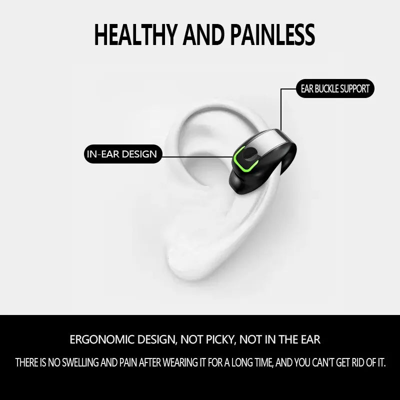 Bone Conduction Earbuds Waterproof Mini Single Ear Clip Earphone Bluetooth-compatible 5.3 Wireless Headphone for Call Smartphone
