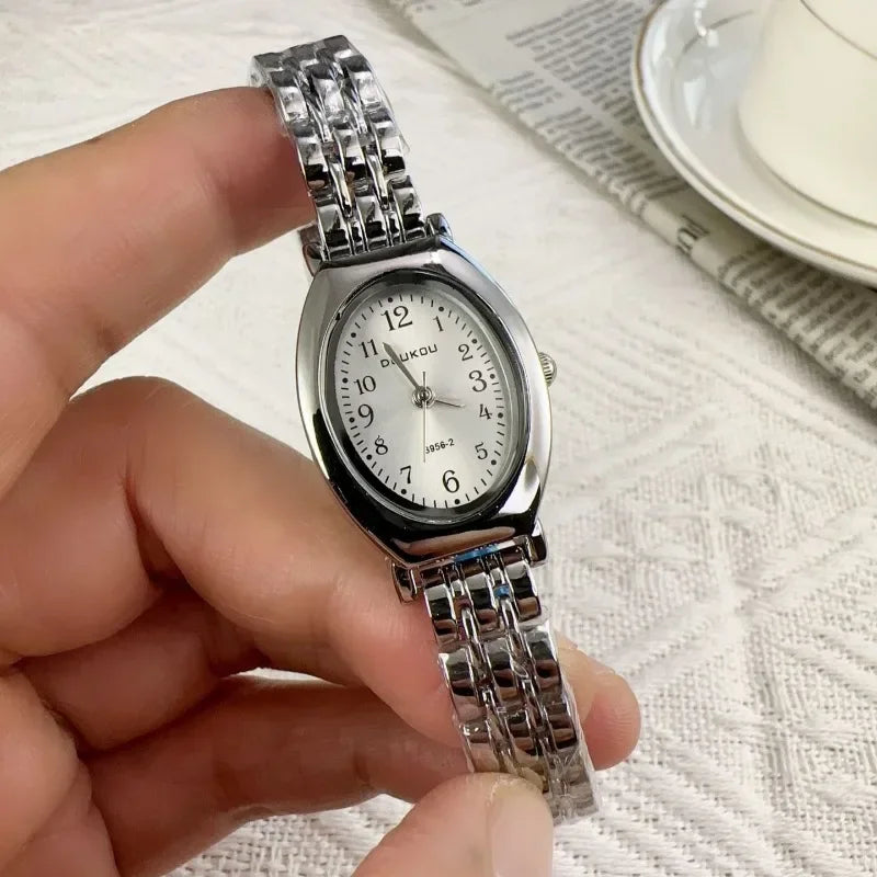 Brand Oval Watches for Women Ladies Gold Steel Strap Quartz Watch Simple and Fashionable Quartz Wristwatches Dropshipping